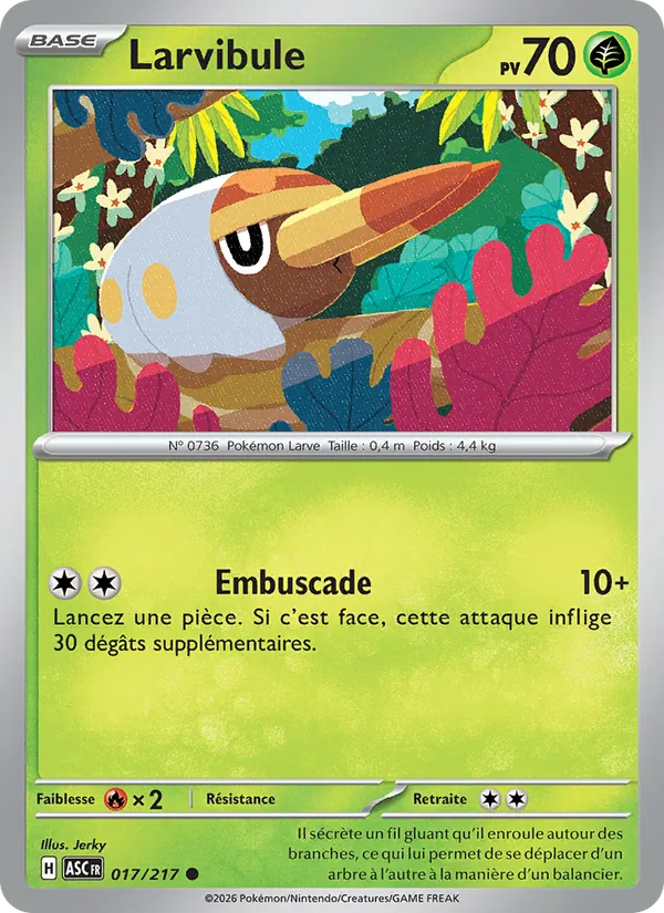 Carte Pokémon Larvibule 017/217 de l'extension Héros Transcendants