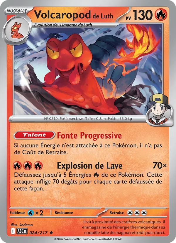 Carte Pokémon Volcaropod de Luth 024/217 de l'extension Héros Transcendants
