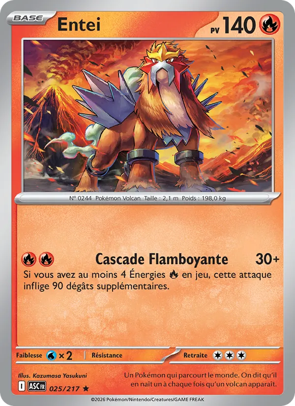 Carte Pokémon Entei 025/217 de l'extension Héros Transcendants
