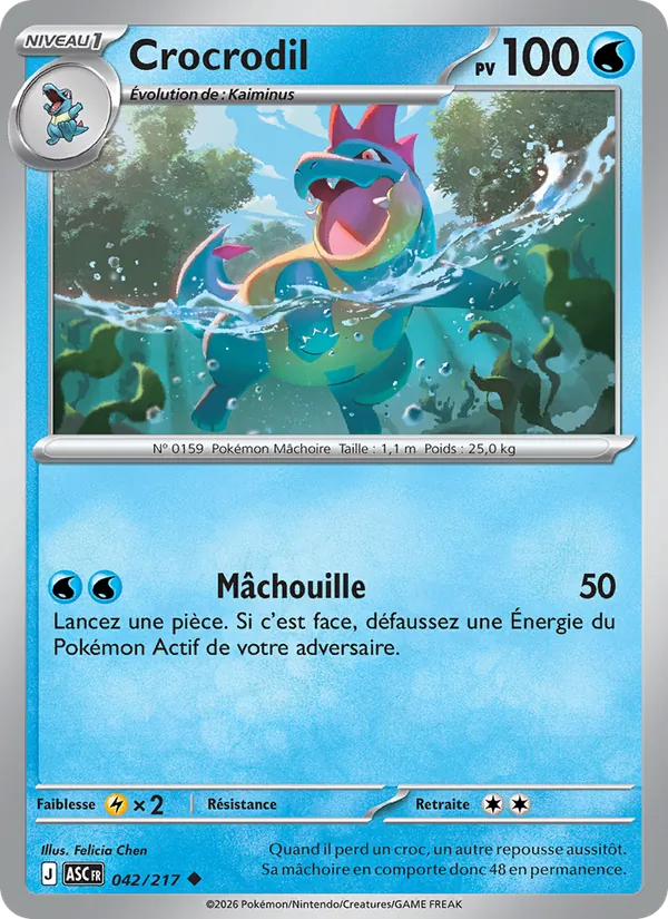 Carte Pokémon Crocrodil 042/217 de l'extension Héros Transcendants