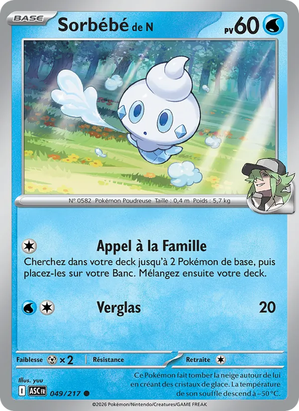 Carte Pokémon Sorbébé de N 049/217 de l'extension Héros Transcendants