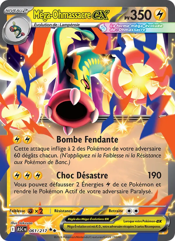 Carte Pokémon Méga-Ohmassacre-ex 061/217 de l'extension Héros Transcendants
