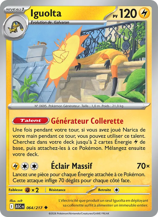 Carte Pokémon Iguolta 064/217 de l'extension Héros Transcendants