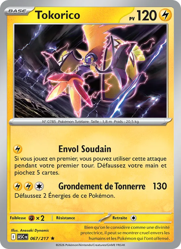 Carte Pokémon Tokorico 067/217 de l'extension Héros Transcendants