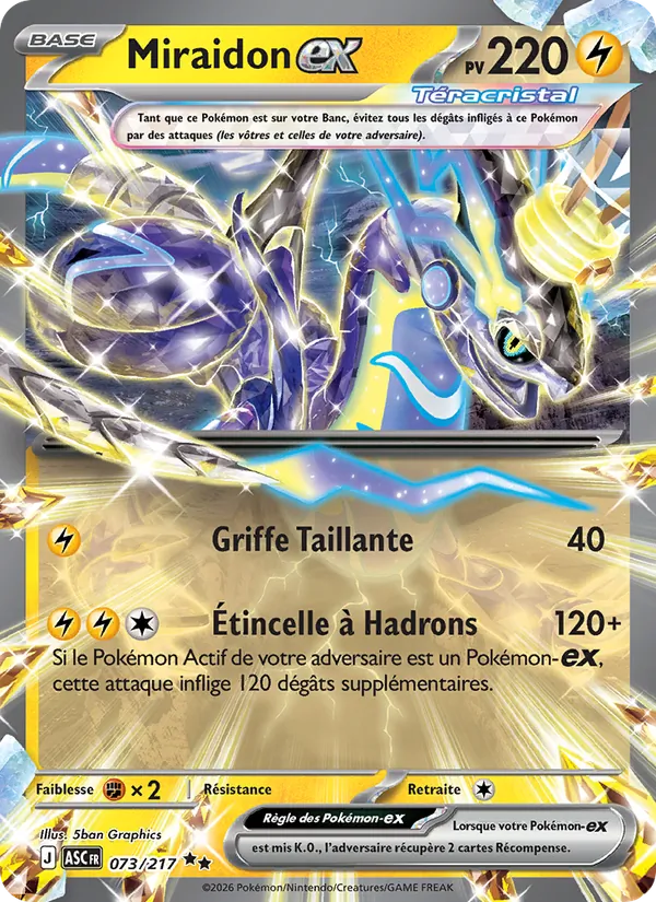 Carte Pokémon Miraidon-ex 073/217 de l'extension Héros Transcendants