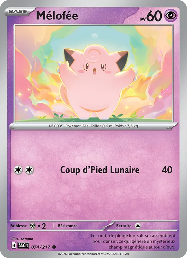 Carte Pokémon Mélofée 074/217 de l'extension Héros Transcendants