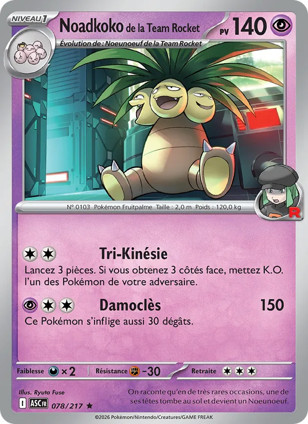Carte Pokémon Noadkoko de la Team Rocket 078/217 de l'extension Héros Transcendants