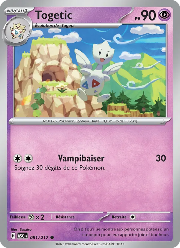 Carte Pokémon Togetic 081/217 de l'extension Héros Transcendants