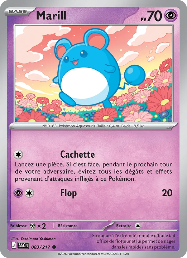 Carte Pokémon Marill 083/217 de l'extension Héros Transcendants