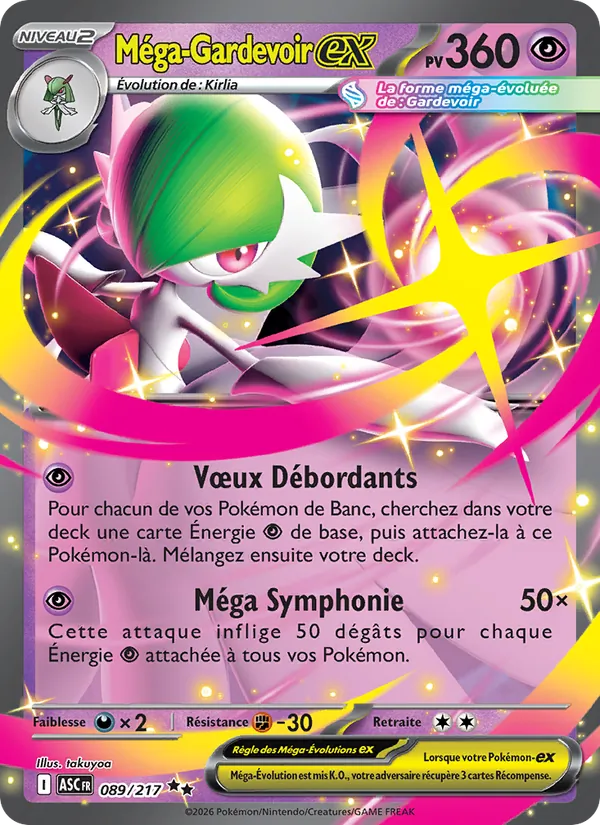 Carte Pokémon Méga-Gardevoir-ex 089/217 de l'extension Héros Transcendants