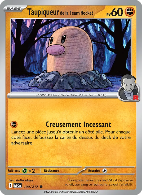 Carte Pokémon Taupiqueur de la Team Rocket 100/217 de l'extension Héros Transcendants