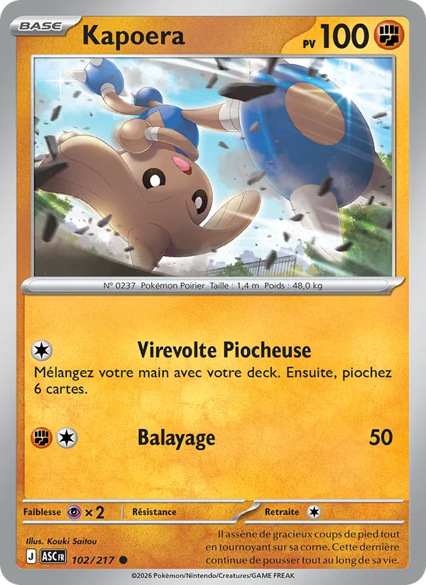 Carte Pokémon Kapoera 102/217 de l'extension Héros Transcendants