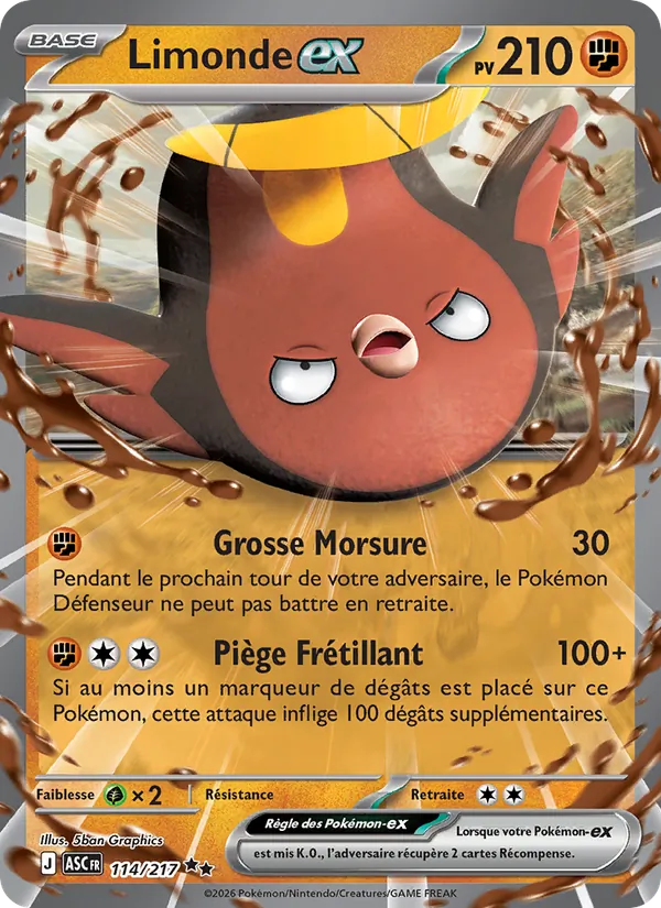 Carte Pokémon Limonde-ex 114/217 de l'extension Héros Transcendants