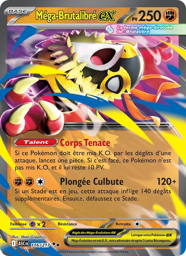 Carte Pokémon Méga-Brutalibré-ex 116/217 de l'extension Héros Transcendants