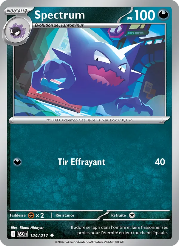 Carte Pokémon Spectrum 124/217 de l'extension Héros Transcendants