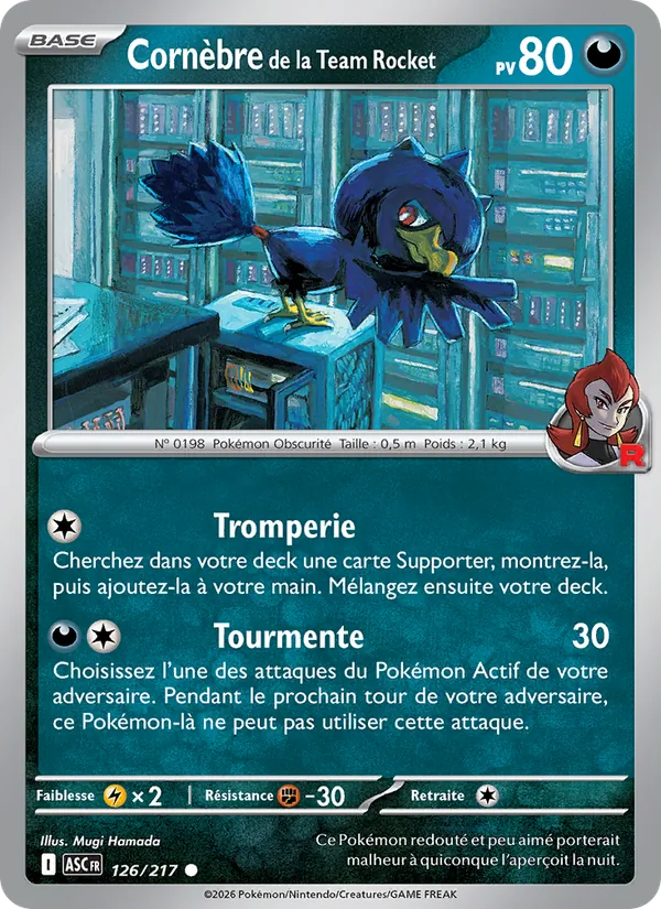 Carte Pokémon Cornèbre de la Team Rocket 126/217 de l'extension Héros Transcendants