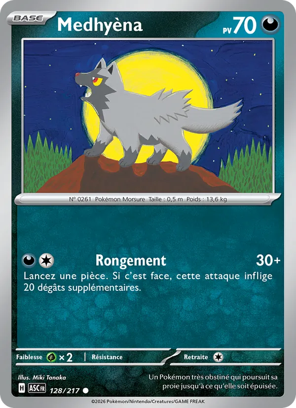 Carte Pokémon Medhyèna 128/217 de l'extension Héros Transcendants