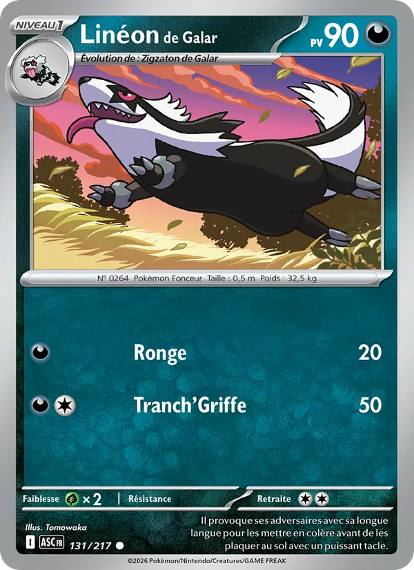 Carte Pokémon Linéon de Galar 131/217 de l'extension Héros Transcendants
