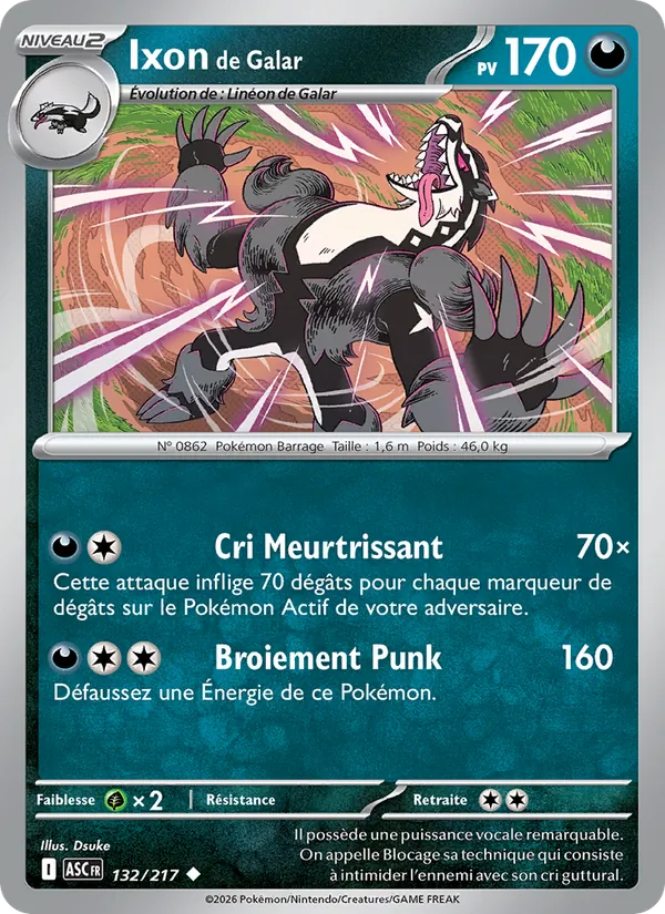 Carte Pokémon Ixon de Galar 132/217 de l'extension Héros Transcendants