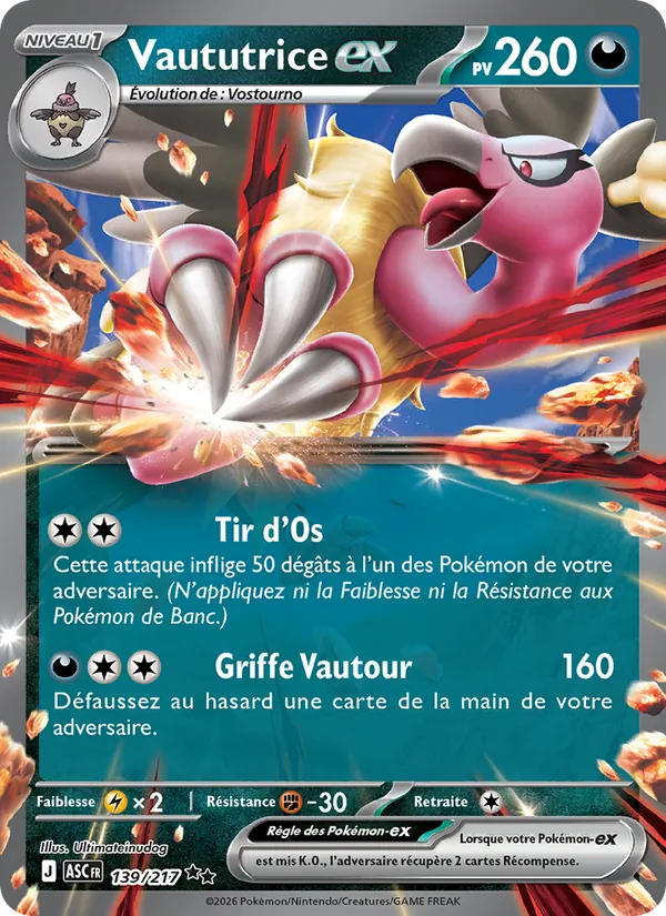 Carte Pokémon Vaututrice-ex 139/217 de l'extension Héros Transcendants