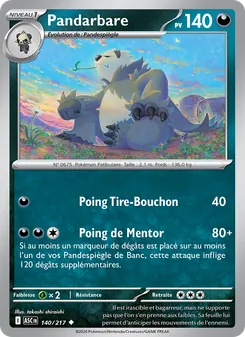 Carte Pokémon Pandarbare 140 — Héros Transcendants