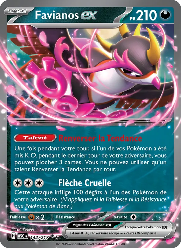 Carte Pokémon Favianos-ex 142/217 de l'extension Héros Transcendants