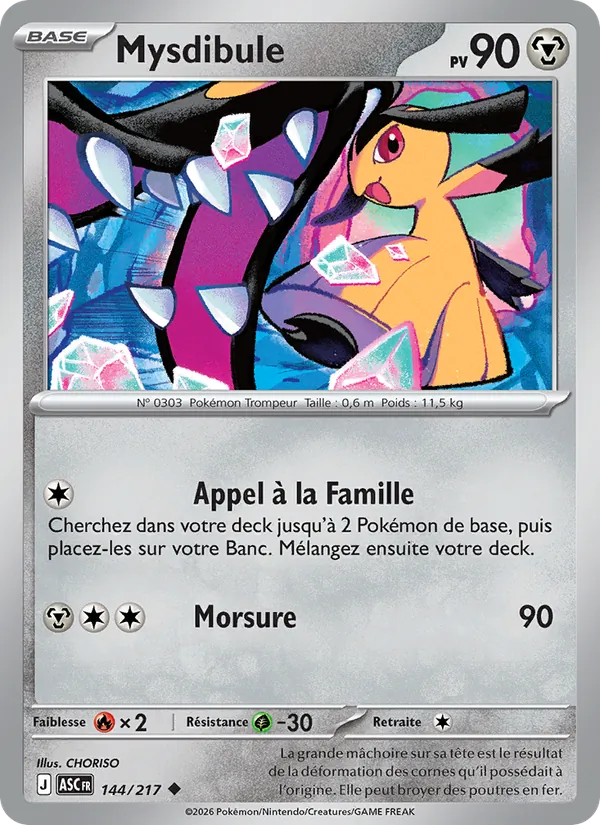 Carte Pokémon Mysdibule 144/217 de l'extension Héros Transcendants