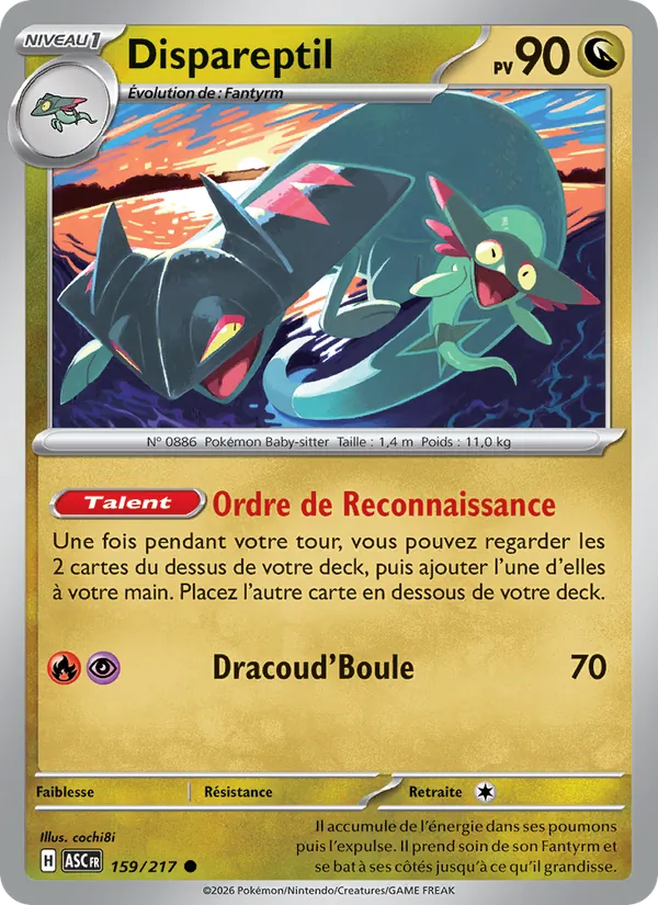 Carte Pokémon Dispareptil 159/217 de l'extension Héros Transcendants