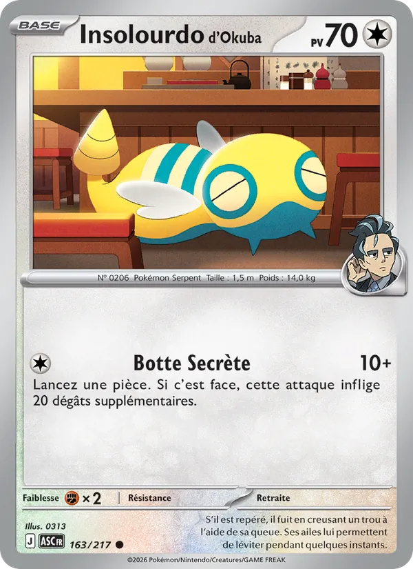 Carte Pokémon Insolourdo d'Okuba 163/217 de l'extension Héros Transcendants