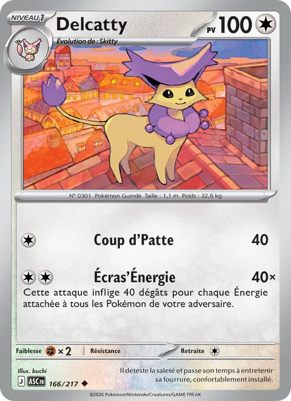 Carte Pokémon Delcatty 166/217 de l'extension Héros Transcendants