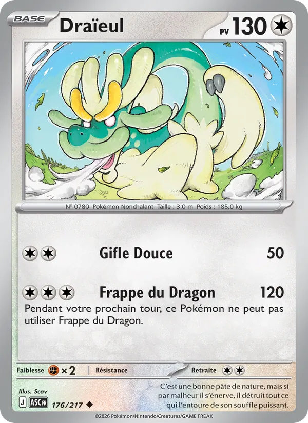 Carte Pokémon Draïeul 176/217 de l'extension Héros Transcendants