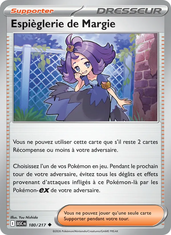 Carte Pokémon Espièglerie de Margie 180/217 de l'extension Héros Transcendants