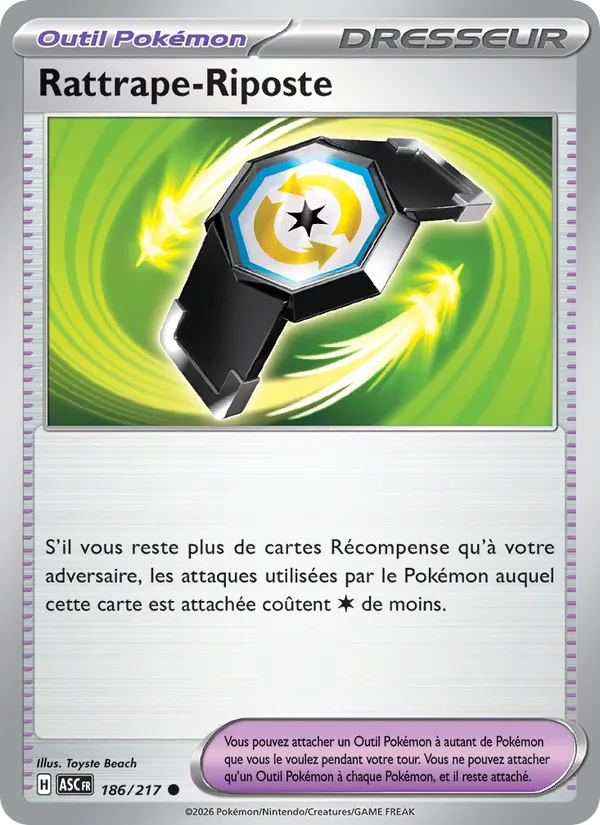 Carte Pokémon Rattrape-Riposte 186/217 de l'extension Héros Transcendants