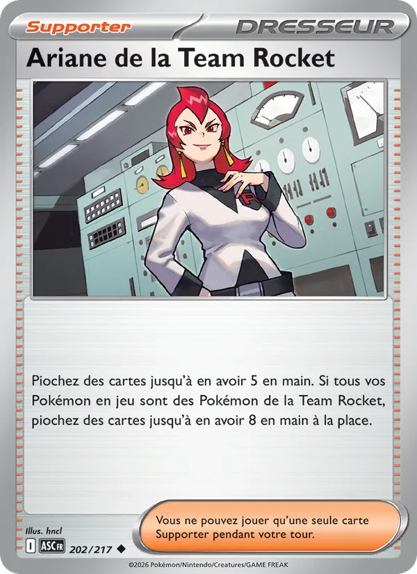 Carte Pokémon Ariane de la Team Rocket 202/217 de l'extension Héros Transcendants