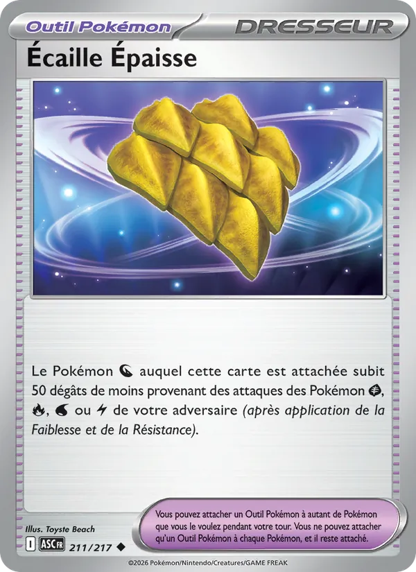 Carte Pokémon Écaille Épaisse 211/217 de l'extension Héros Transcendants