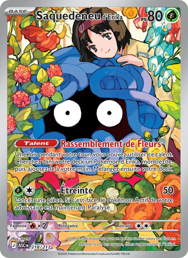 Carte Pokémon Saquedeneu d'Erika 218/217 de l'extension Héros Transcendants