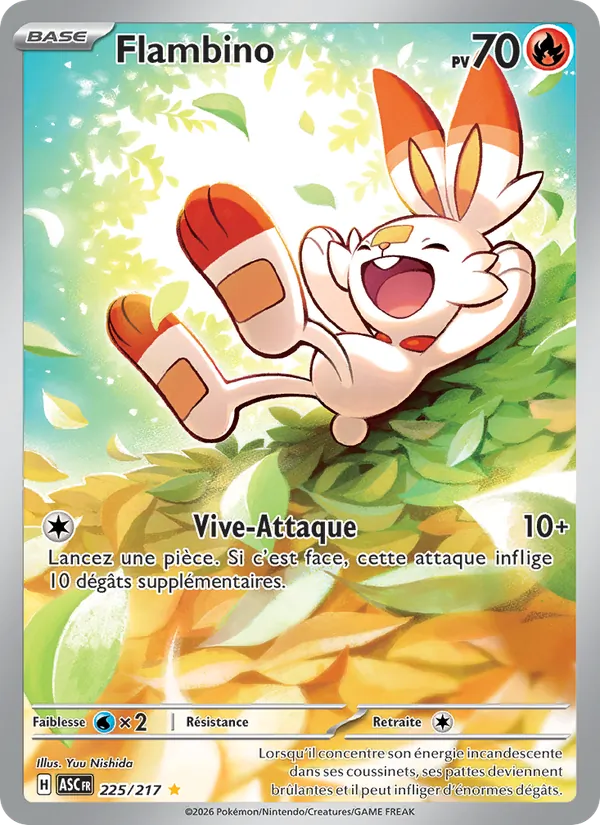 Carte Pokémon Flambino 225/217 de l'extension Héros Transcendants