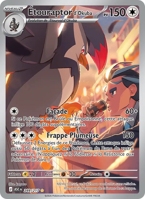 Carte Pokémon Étouraptor d'Okuba 249/217 de l'extension Héros Transcendants