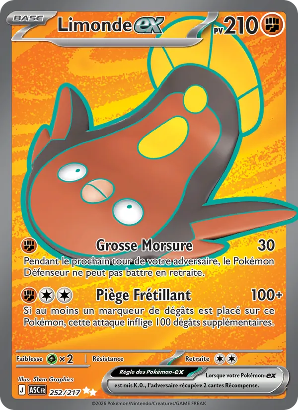 Carte Pokémon Limonde-ex 252/217 de l'extension Héros Transcendants