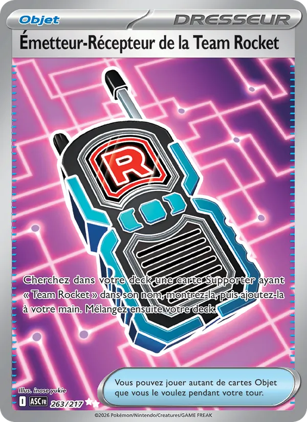 Carte Pokémon Émetteur-Récepteur de la Team Rocket 263/217 de l'extension Héros Transcendants