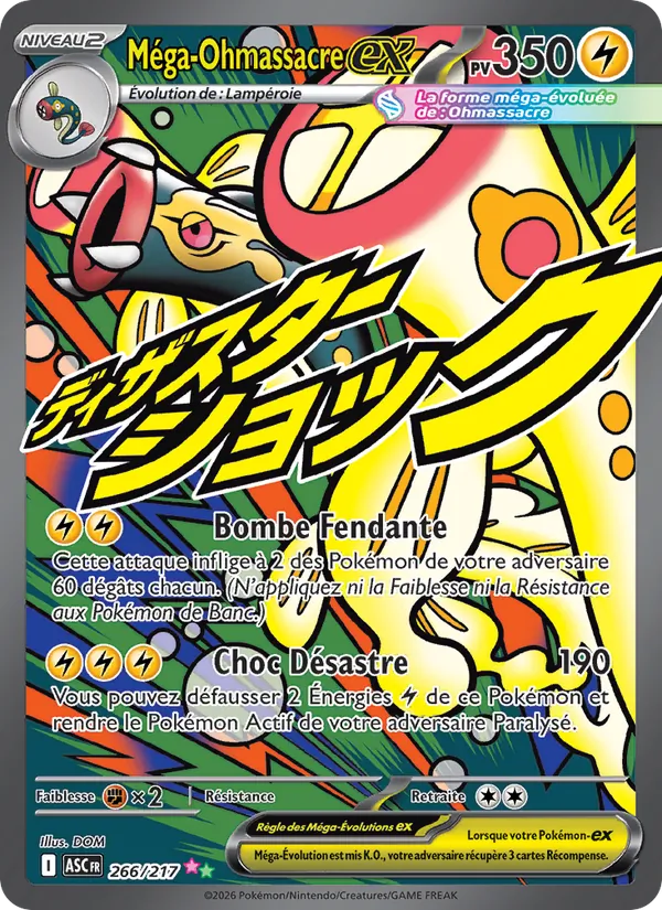 Carte Pokémon Méga-Ohmassacre-ex 266/217 de l'extension Héros Transcendants