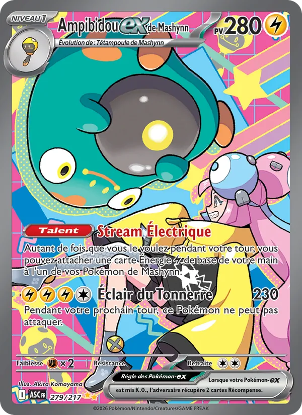 Carte Pokémon Ampibidou-ex de Mashynn 279/217 de l'extension Héros Transcendants