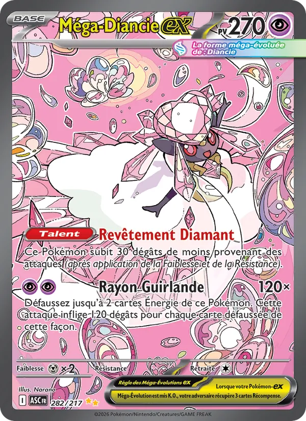 Carte Pokémon Méga-Diancie-ex 282/217 de l'extension Héros Transcendants