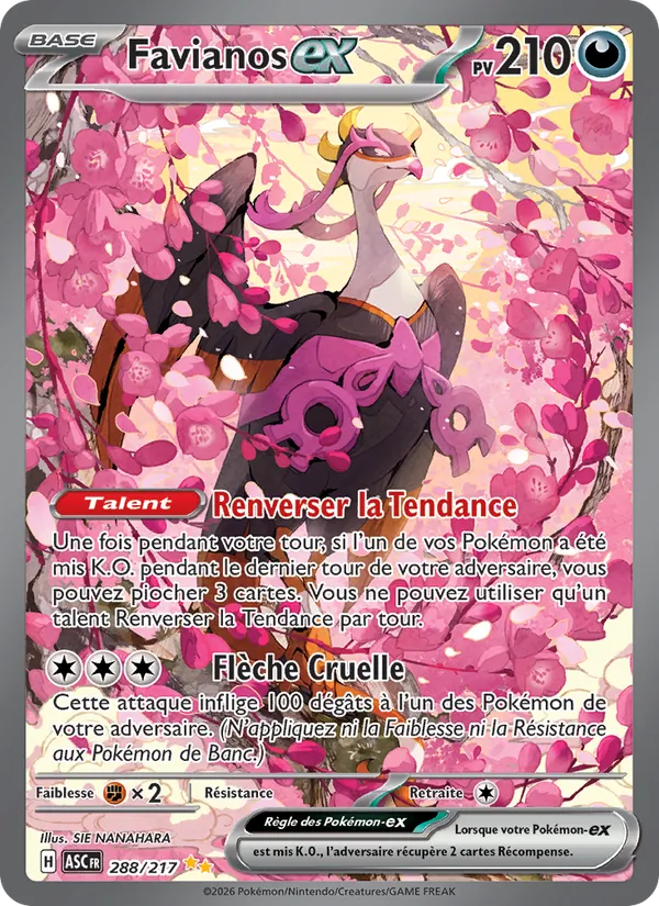 Carte Pokémon Favianos-ex 288/217 de l'extension Héros Transcendants