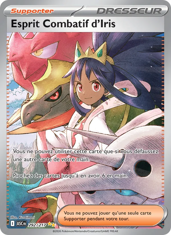 Carte Pokémon Esprit Combatif d'Iris 292/217 de l'extension Héros Transcendants
