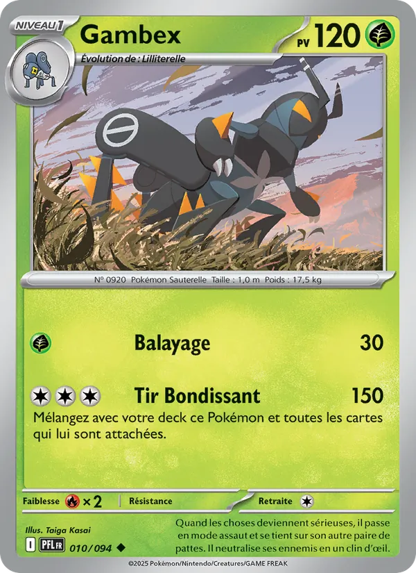 Carte Pokémon Gambex 010/94 de l'extension Flammes Fantasmagoriques