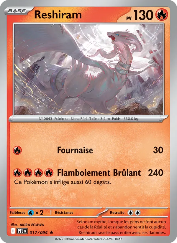 Carte Pokémon Reshiram 017/94 de l'extension Flammes Fantasmagoriques
