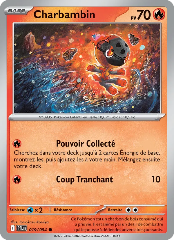 Carte Pokémon Charbambin 019/94 de l'extension Flammes Fantasmagoriques