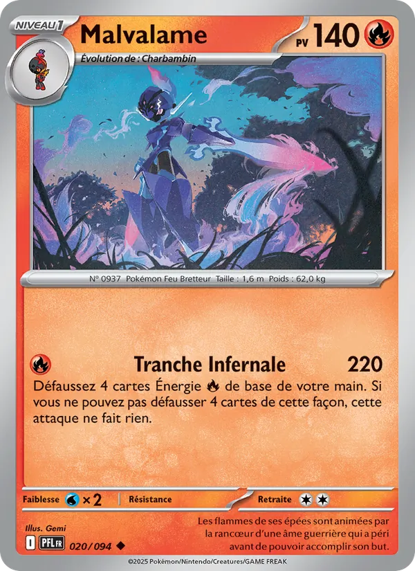 Carte Pokémon Malvalame 020/94 de l'extension Flammes Fantasmagoriques