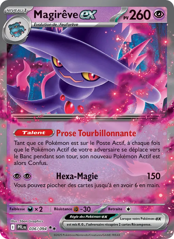 Carte Pokémon Magirêve-ex 036/94 de l'extension Flammes Fantasmagoriques
